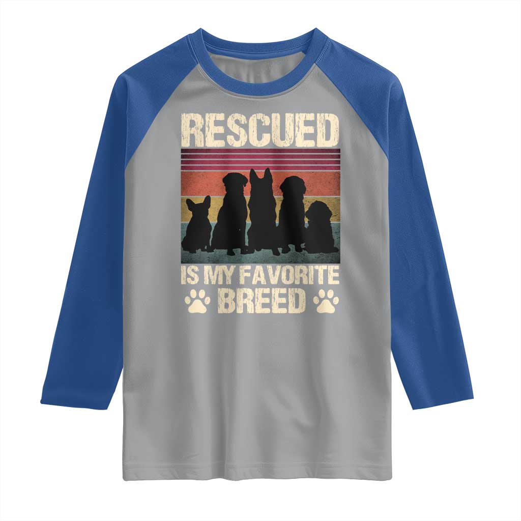 Rescued Is My Favorite Breed Raglan Shirt Adopt A Shelter Pet Cat Dog Adoption Animal Rescue - Wonder Print Shop