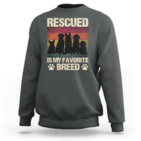 Rescued Is My Favorite Breed Sweatshirt Adopt A Shelter Pet Cat Dog Adoption Animal Rescue - Wonder Print Shop