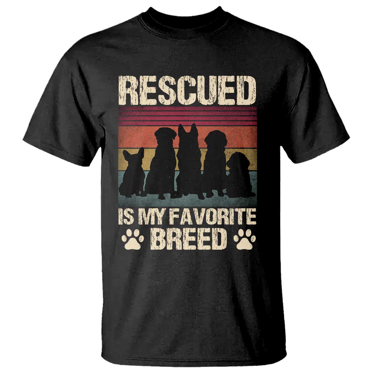 Rescued Is My Favorite Breed T Shirt Adopt A Shelter Pet Cat Dog Adoption Animal Rescue - Wonder Print Shop