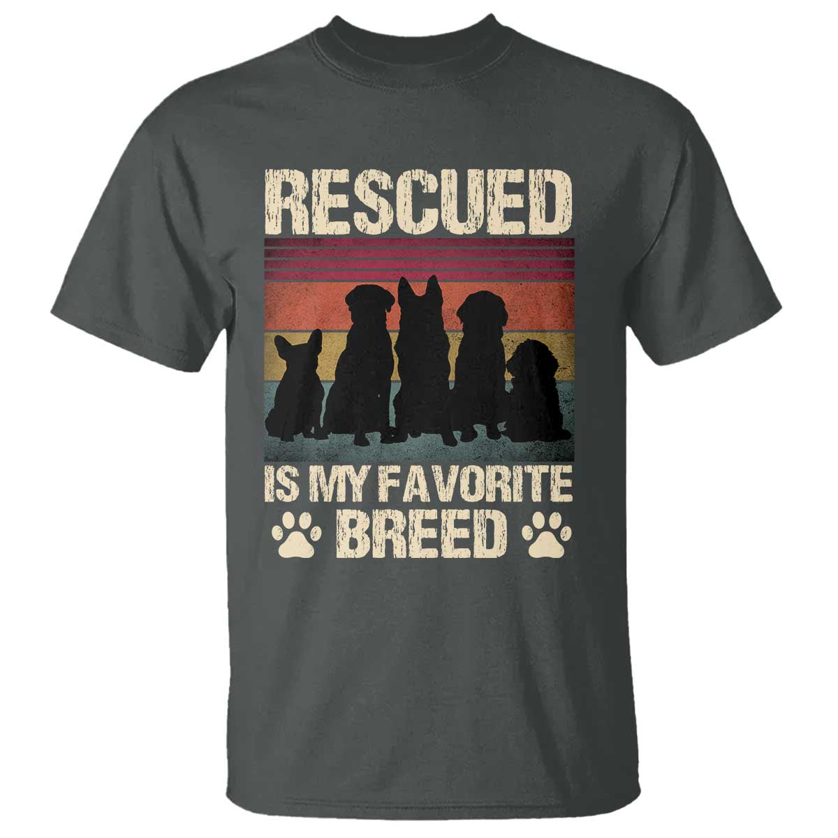 Rescued Is My Favorite Breed T Shirt Adopt A Shelter Pet Cat Dog Adoption Animal Rescue - Wonder Print Shop