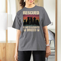 Rescued Is My Favorite Breed T Shirt For Women Adopt A Shelter Pet Cat Dog Adoption Animal Rescue - Wonder Print Shop