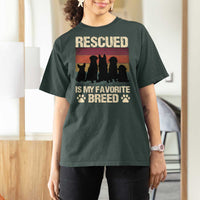 Rescued Is My Favorite Breed T Shirt For Women Adopt A Shelter Pet Cat Dog Adoption Animal Rescue - Wonder Print Shop