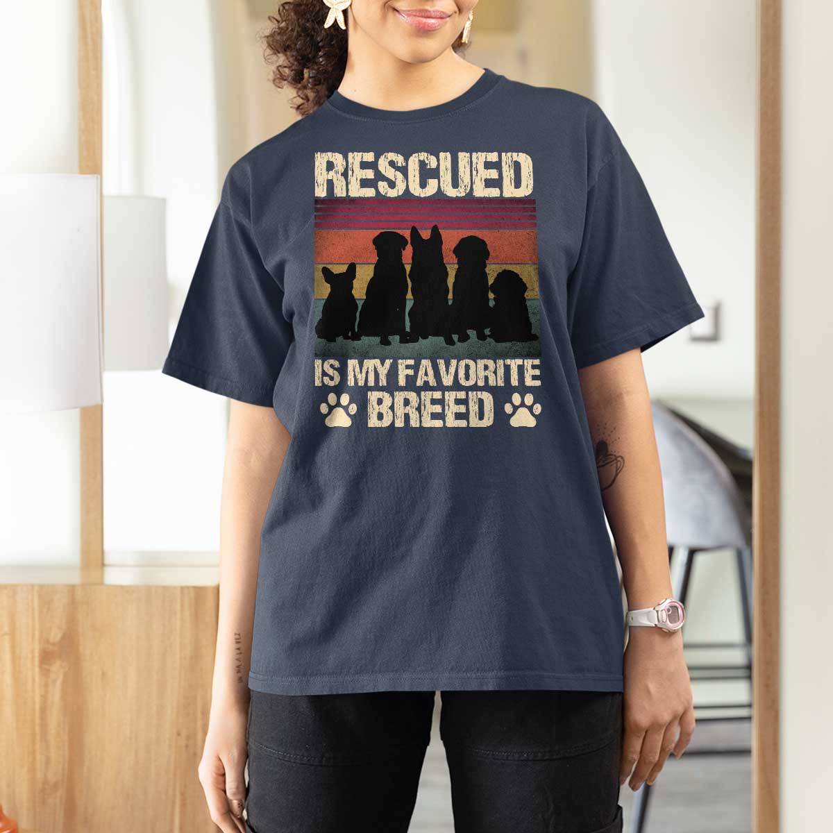 Rescued Is My Favorite Breed T Shirt For Women Adopt A Shelter Pet Cat Dog Adoption Animal Rescue - Wonder Print Shop