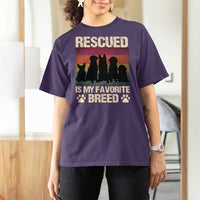 Rescued Is My Favorite Breed T Shirt For Women Adopt A Shelter Pet Cat Dog Adoption Animal Rescue - Wonder Print Shop