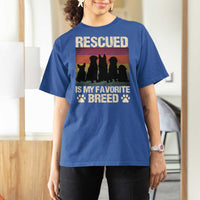 Rescued Is My Favorite Breed T Shirt For Women Adopt A Shelter Pet Cat Dog Adoption Animal Rescue - Wonder Print Shop