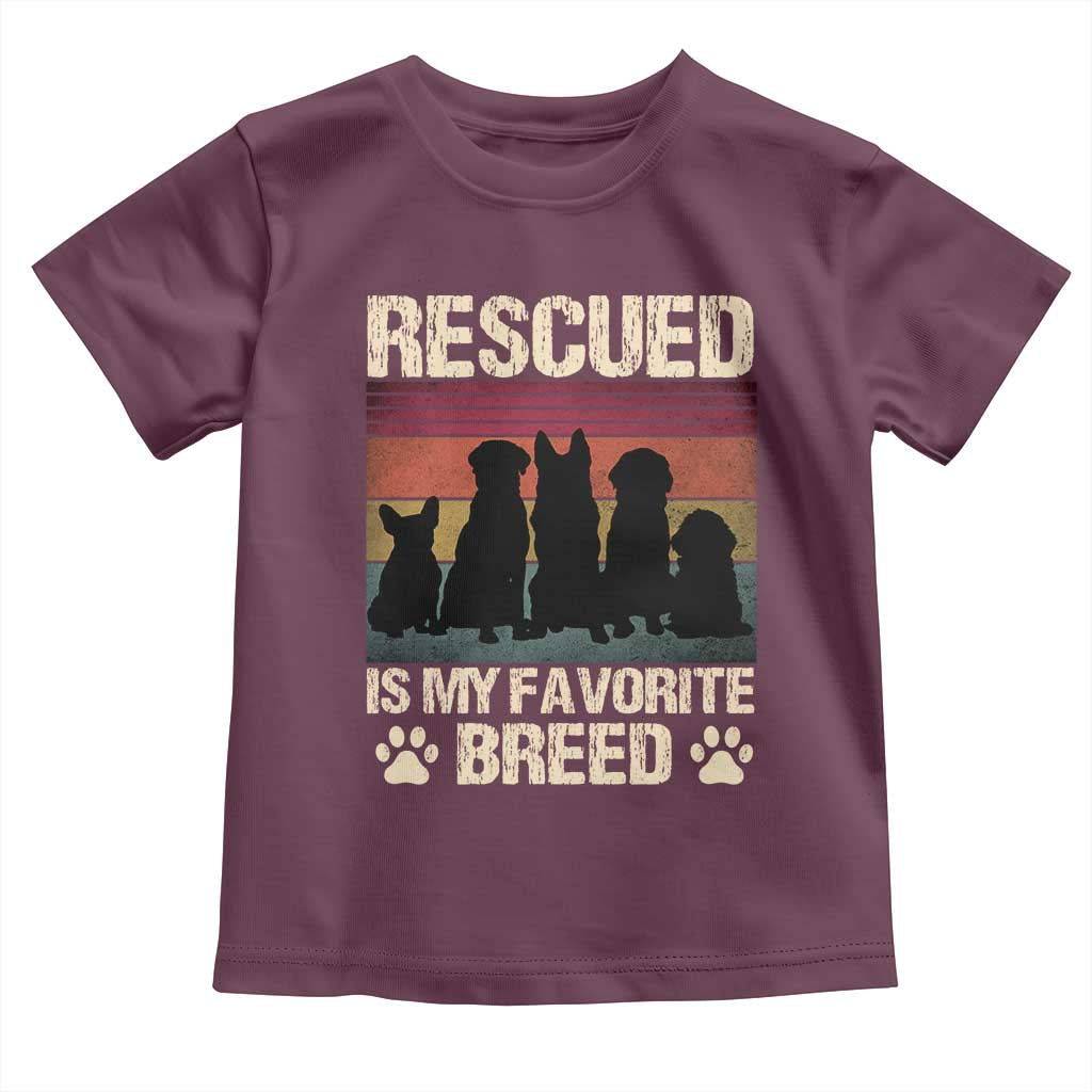 Rescued Is My Favorite Breed Toddler T Shirt Adopt A Shelter Pet Cat Dog Adoption Animal Rescue - Wonder Print Shop