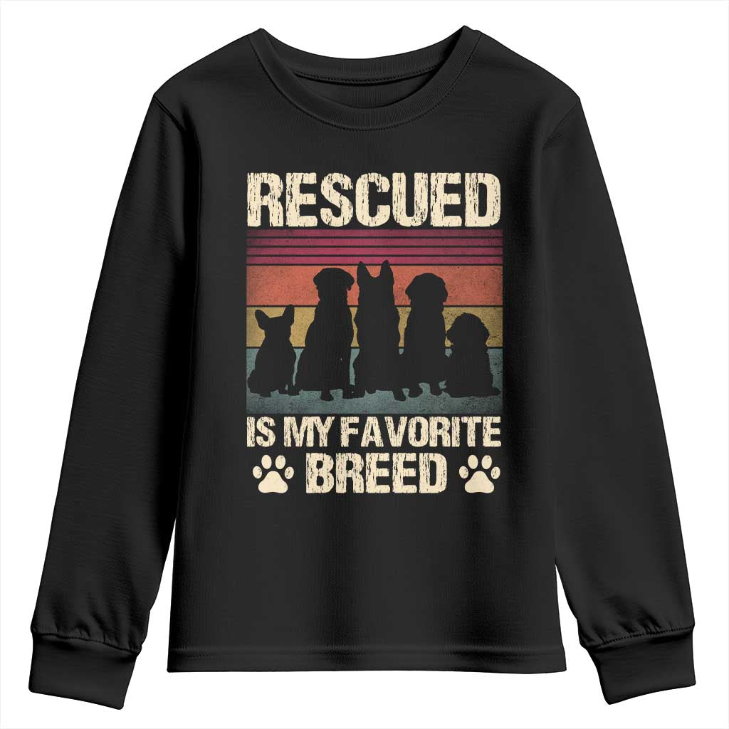 Rescued Is My Favorite Breed Youth Sweatshirt Adopt A Shelter Pet Cat Dog Adoption Animal Rescue - Wonder Print Shop