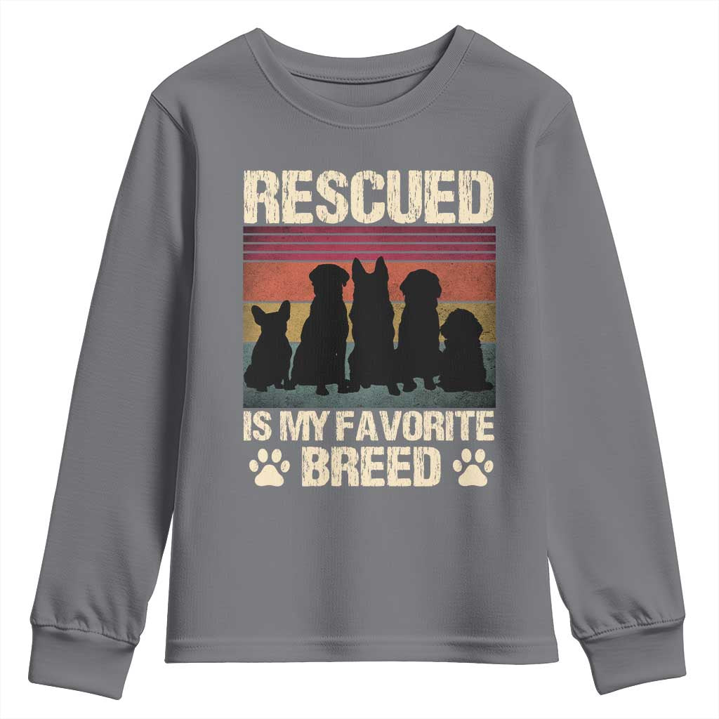 Rescued Is My Favorite Breed Youth Sweatshirt Adopt A Shelter Pet Cat Dog Adoption Animal Rescue - Wonder Print Shop