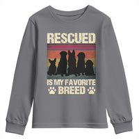 Rescued Is My Favorite Breed Youth Sweatshirt Adopt A Shelter Pet Cat Dog Adoption Animal Rescue - Wonder Print Shop