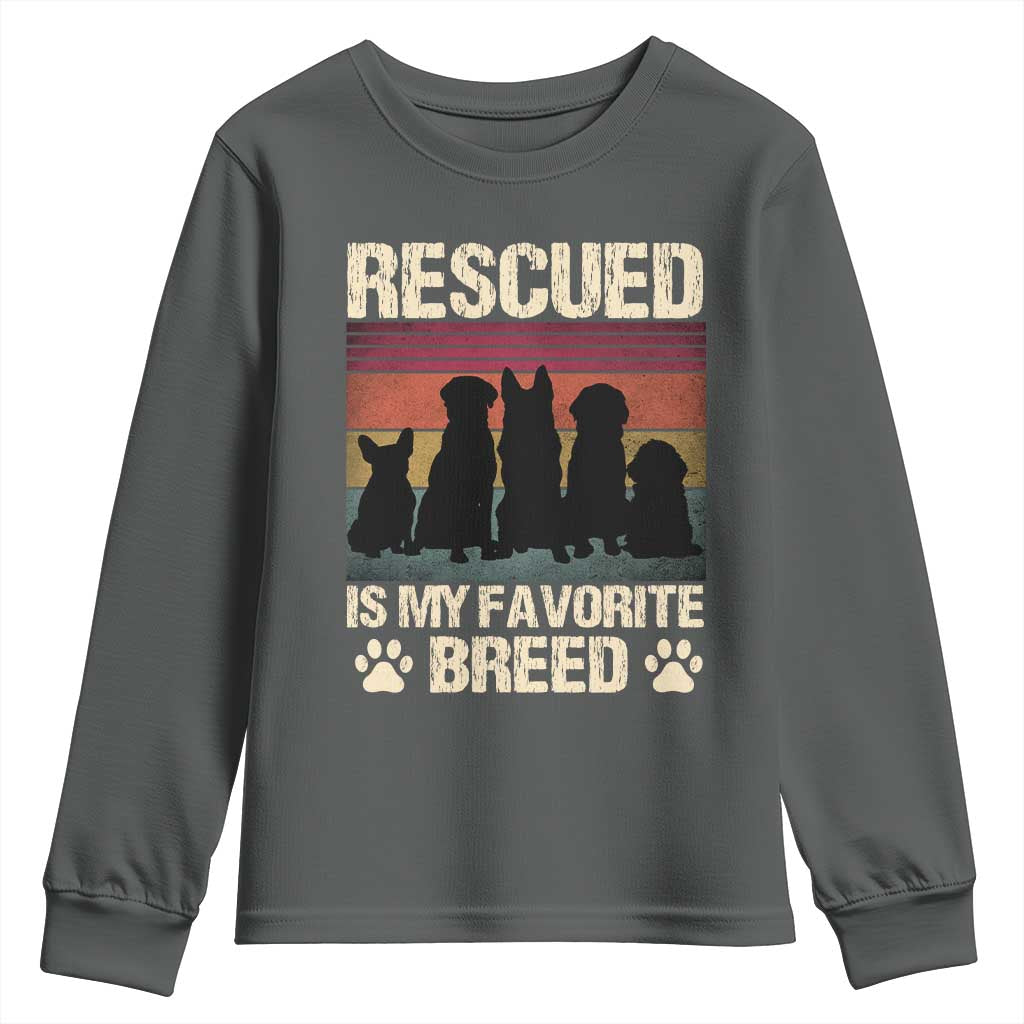 Rescued Is My Favorite Breed Youth Sweatshirt Adopt A Shelter Pet Cat Dog Adoption Animal Rescue - Wonder Print Shop