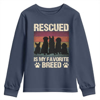 Rescued Is My Favorite Breed Youth Sweatshirt Adopt A Shelter Pet Cat Dog Adoption Animal Rescue - Wonder Print Shop