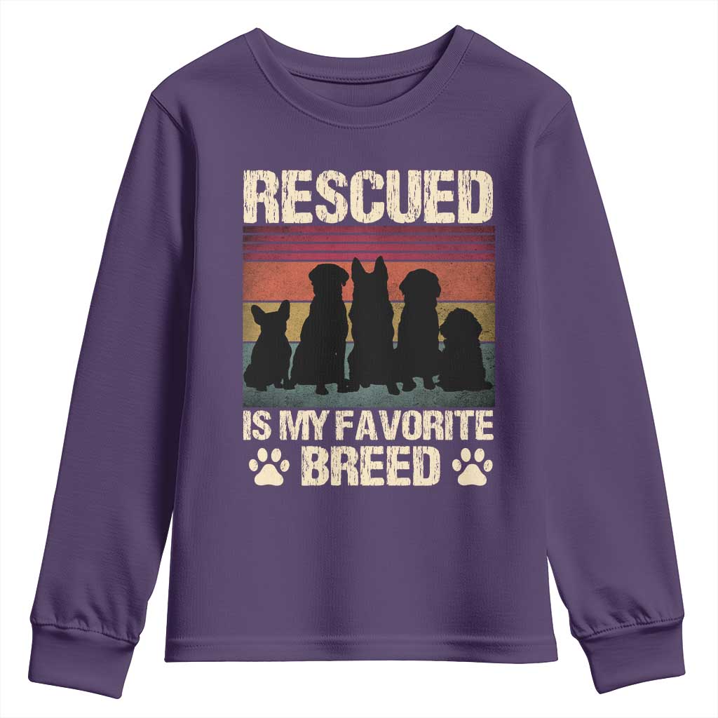 Rescued Is My Favorite Breed Youth Sweatshirt Adopt A Shelter Pet Cat Dog Adoption Animal Rescue - Wonder Print Shop