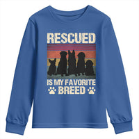 Rescued Is My Favorite Breed Youth Sweatshirt Adopt A Shelter Pet Cat Dog Adoption Animal Rescue - Wonder Print Shop