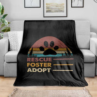 Rescue Dog Throw Blanket Retro Adopt Rescue Foster Animal Shelter Volunteer - Wonder Print Shop