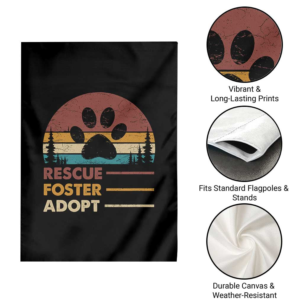 Rescue Dog Garden Flag Retro Adopt Rescue Foster Animal Shelter Volunteer - Wonder Print Shop