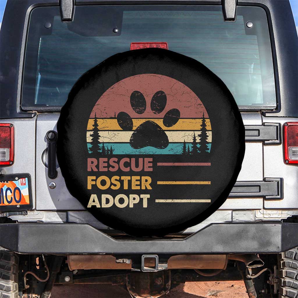 Rescue Dog Spare Tire Cover Retro Adopt Rescue Foster Animal Shelter Volunteer - Wonder Print Shop
