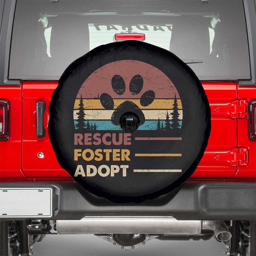 Rescue Dog Spare Tire Cover Retro Adopt Rescue Foster Animal Shelter Volunteer - Wonder Print Shop