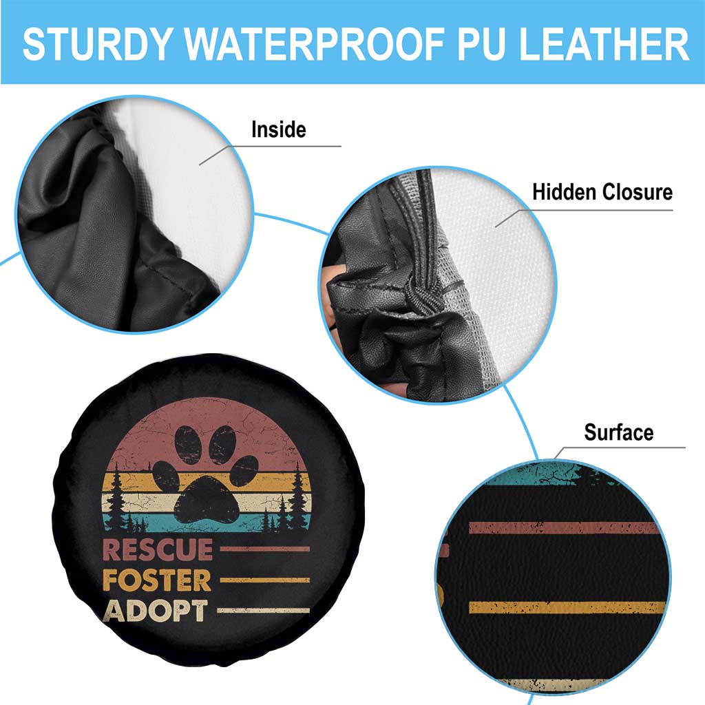 Rescue Dog Spare Tire Cover Retro Adopt Rescue Foster Animal Shelter Volunteer - Wonder Print Shop