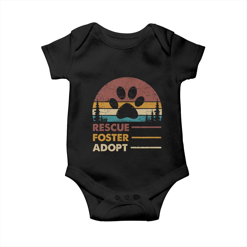 Rescue Dog Baby Onesie Retro Adopt Rescue Foster Animal Shelter Volunteer - Wonder Print Shop