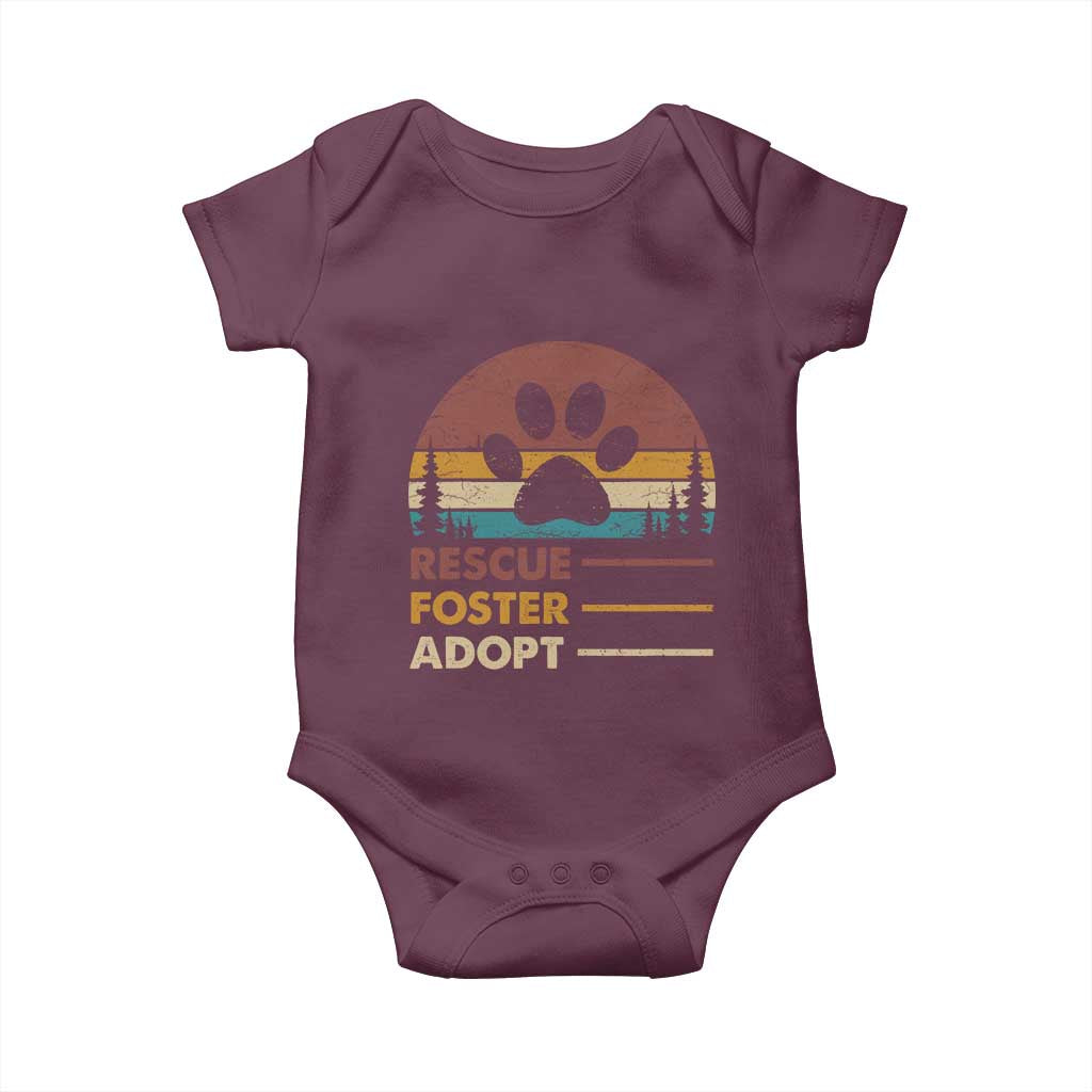 Rescue Dog Baby Onesie Retro Adopt Rescue Foster Animal Shelter Volunteer - Wonder Print Shop