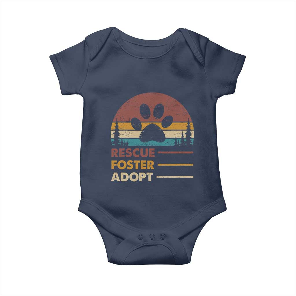 Rescue Dog Baby Onesie Retro Adopt Rescue Foster Animal Shelter Volunteer - Wonder Print Shop