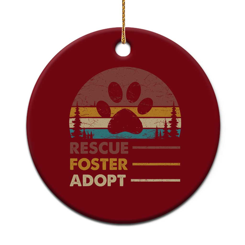 Rescue Dog Ceramic Ornament Retro Adopt Rescue Foster Animal Shelter Volunteer - Wonder Print Shop
