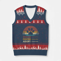 Rescue Dog V-Neck Knit Sweater Vest Retro Adopt Rescue Foster Animal Shelter Volunteer - Wonder Print Shop