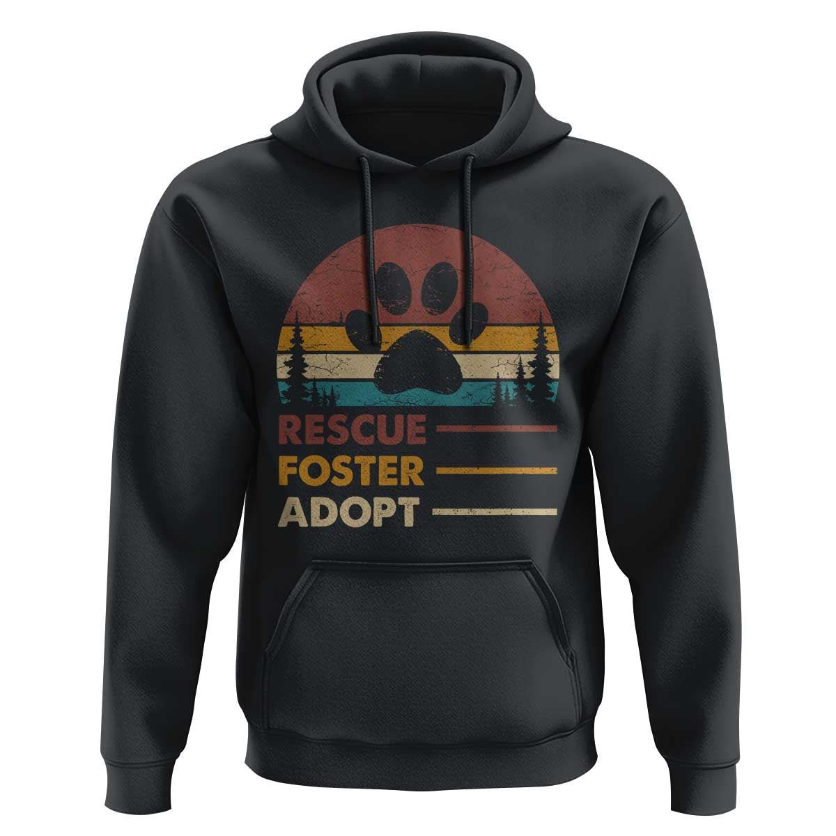Rescue Dog Hoodie Retro Adopt Rescue Foster Animal Shelter Volunteer - Wonder Print Shop