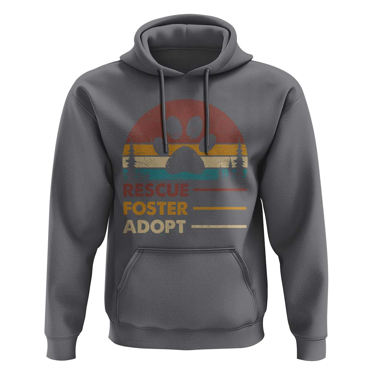 Rescue Dog Hoodie Retro Adopt Rescue Foster Animal Shelter Volunteer - Wonder Print Shop