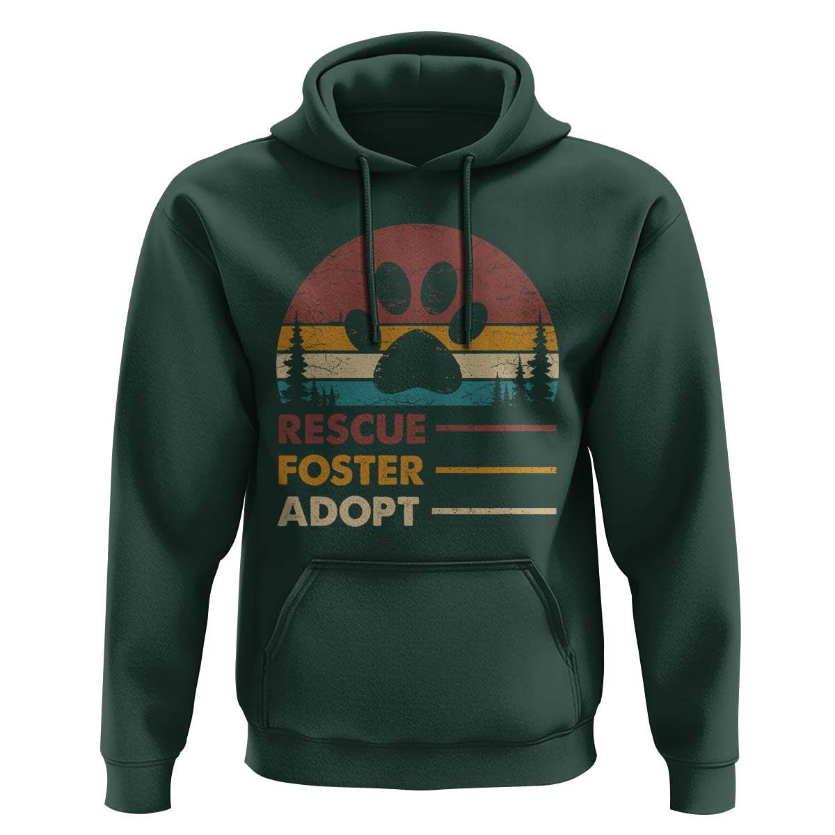 Rescue Dog Hoodie Retro Adopt Rescue Foster Animal Shelter Volunteer - Wonder Print Shop