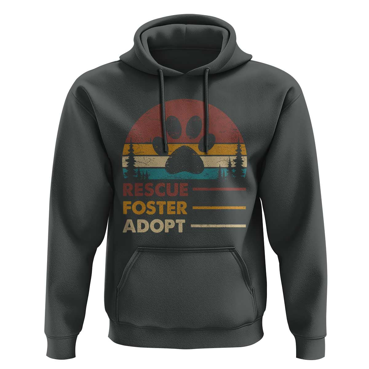 Rescue Dog Hoodie Retro Adopt Rescue Foster Animal Shelter Volunteer - Wonder Print Shop
