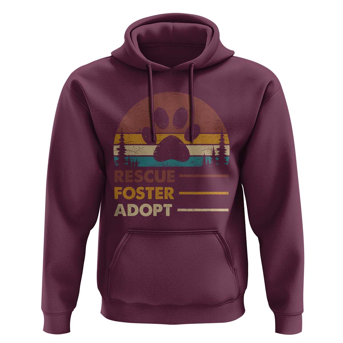 Rescue Dog Hoodie Retro Adopt Rescue Foster Animal Shelter Volunteer - Wonder Print Shop