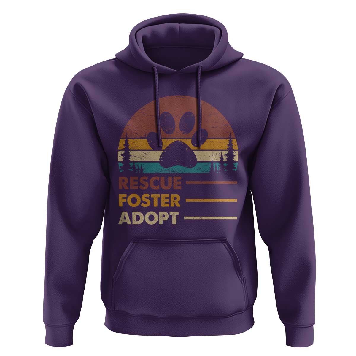Rescue Dog Hoodie Retro Adopt Rescue Foster Animal Shelter Volunteer - Wonder Print Shop