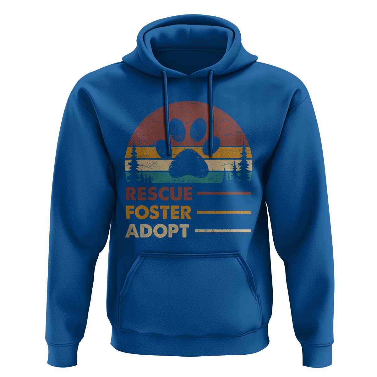 Rescue Dog Hoodie Retro Adopt Rescue Foster Animal Shelter Volunteer - Wonder Print Shop
