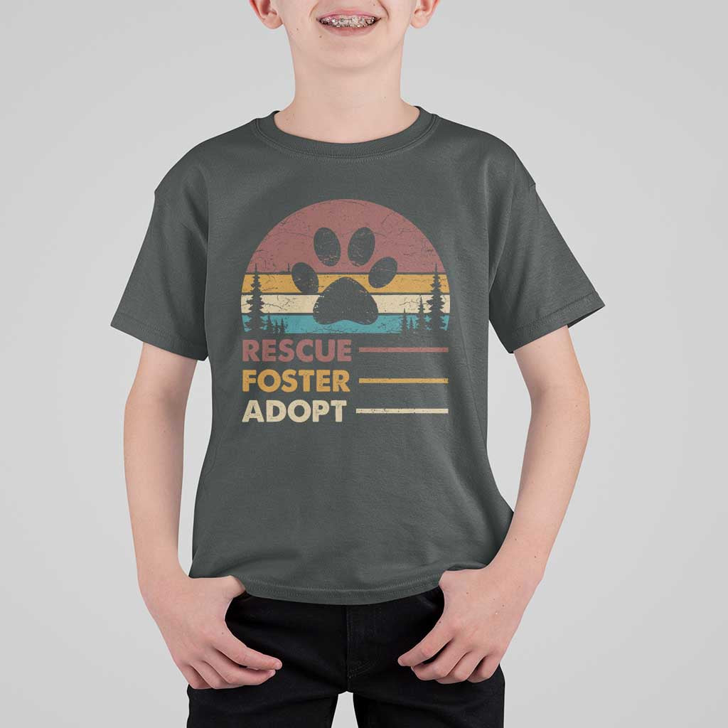 Rescue Dog T Shirt For Kid Retro Adopt Rescue Foster Animal Shelter Volunteer - Wonder Print Shop