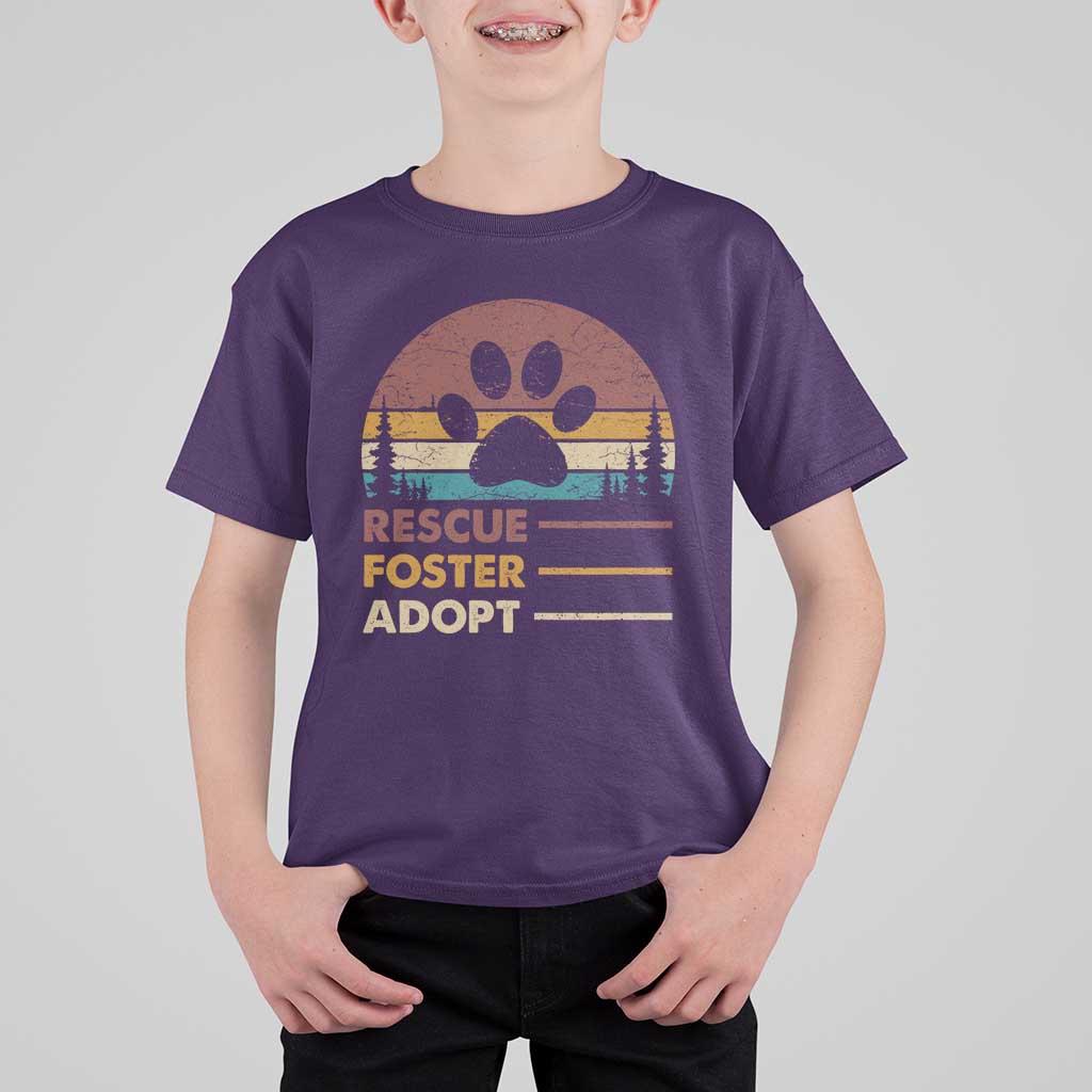 Rescue Dog T Shirt For Kid Retro Adopt Rescue Foster Animal Shelter Volunteer - Wonder Print Shop
