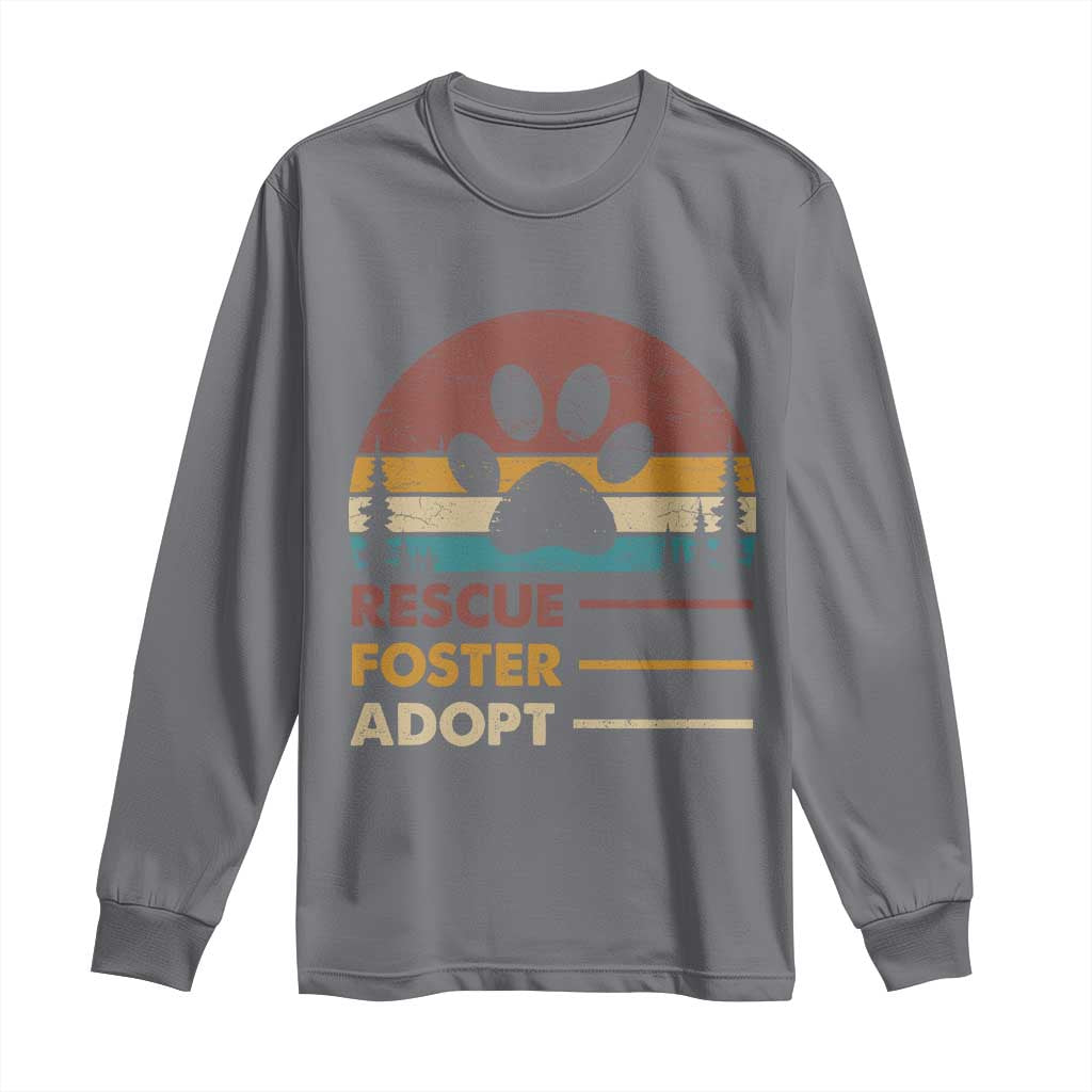 Rescue Dog Long Sleeve Shirt Retro Adopt Rescue Foster Animal Shelter Volunteer - Wonder Print Shop