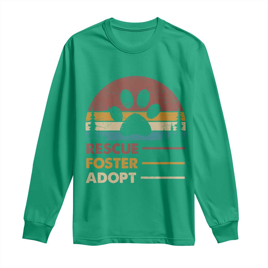 Rescue Dog Long Sleeve Shirt Retro Adopt Rescue Foster Animal Shelter Volunteer - Wonder Print Shop