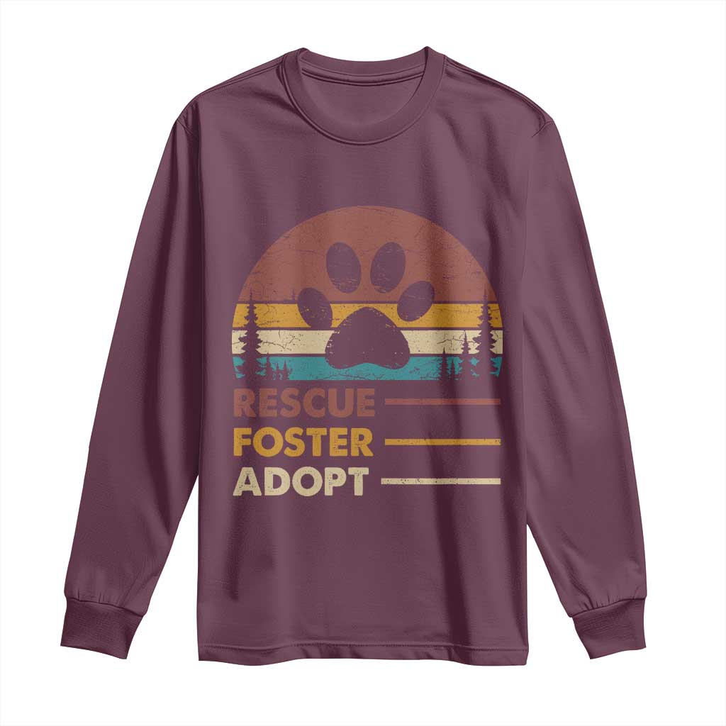 Rescue Dog Long Sleeve Shirt Retro Adopt Rescue Foster Animal Shelter Volunteer - Wonder Print Shop