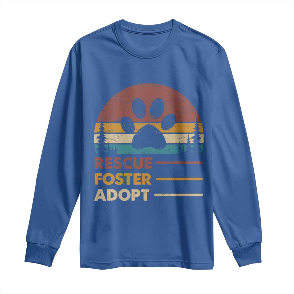 Rescue Dog Long Sleeve Shirt Retro Adopt Rescue Foster Animal Shelter Volunteer - Wonder Print Shop