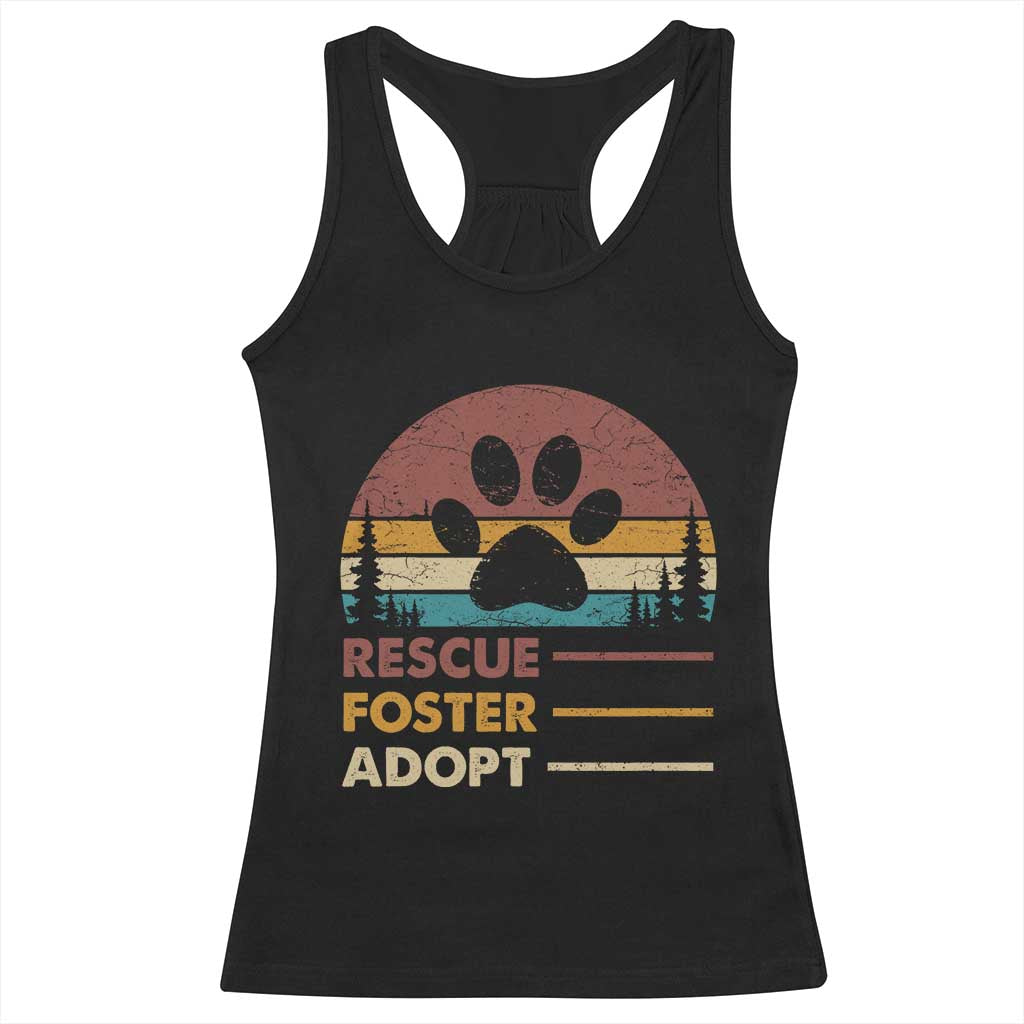 Rescue Dog Racerback Tank Top Retro Adopt Rescue Foster Animal Shelter Volunteer - Wonder Print Shop