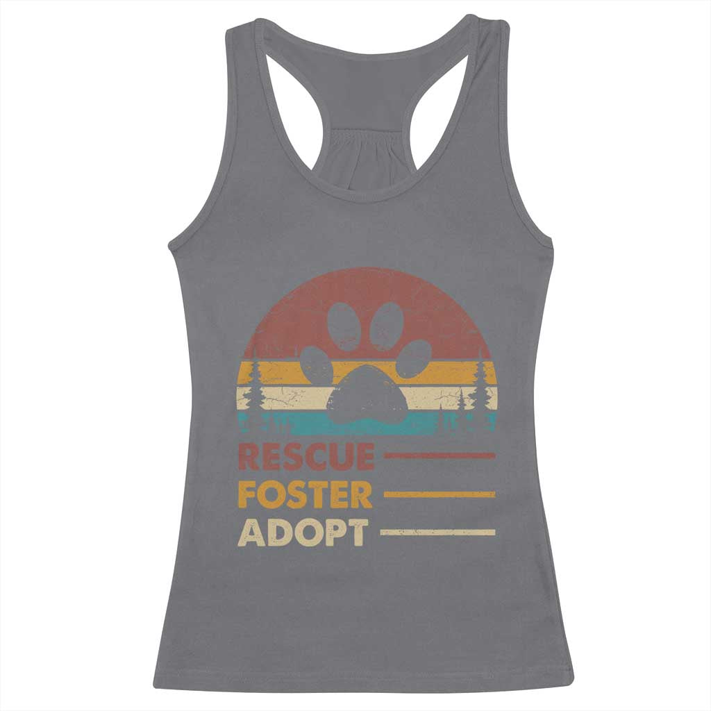 Rescue Dog Racerback Tank Top Retro Adopt Rescue Foster Animal Shelter Volunteer - Wonder Print Shop