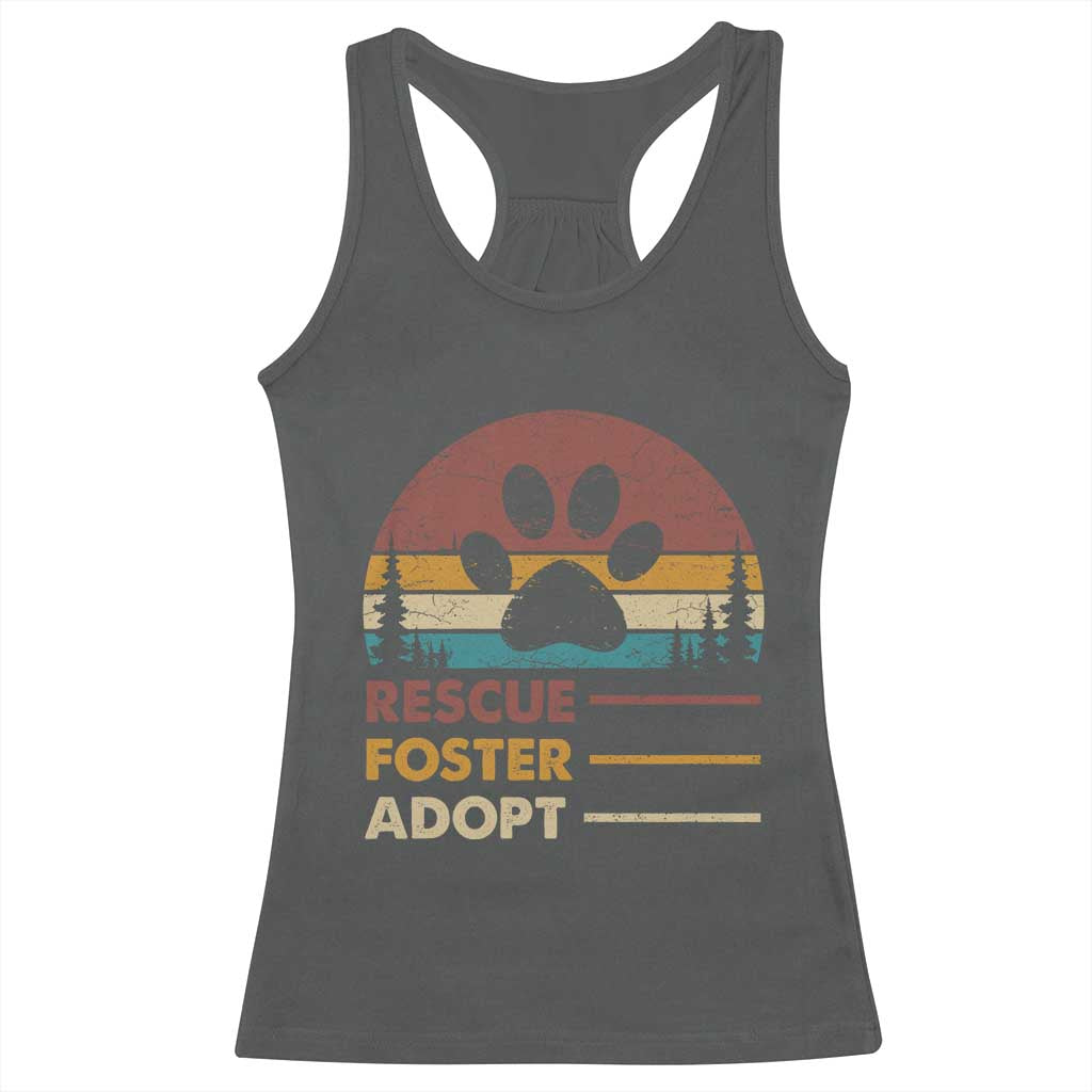 Rescue Dog Racerback Tank Top Retro Adopt Rescue Foster Animal Shelter Volunteer - Wonder Print Shop