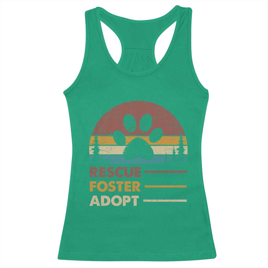 Rescue Dog Racerback Tank Top Retro Adopt Rescue Foster Animal Shelter Volunteer - Wonder Print Shop