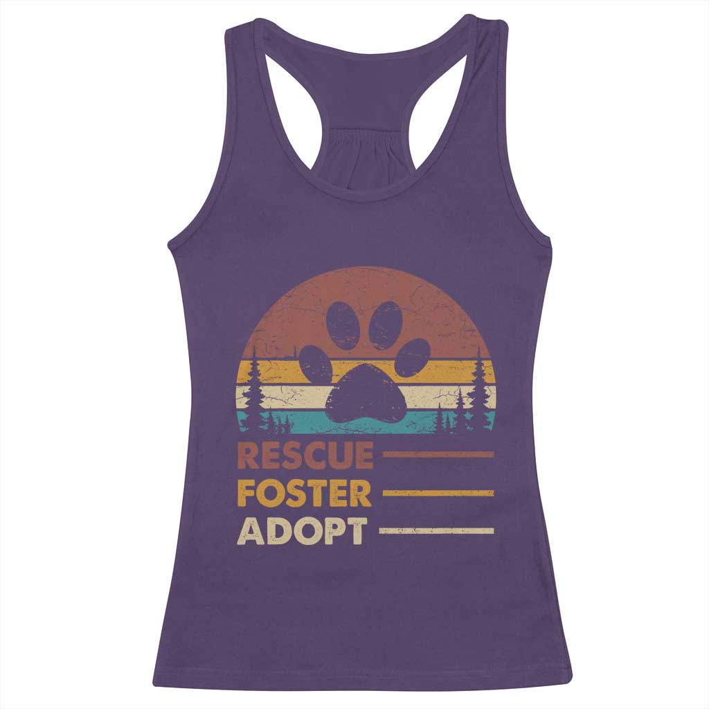 Rescue Dog Racerback Tank Top Retro Adopt Rescue Foster Animal Shelter Volunteer - Wonder Print Shop