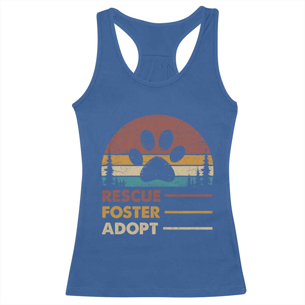 Rescue Dog Racerback Tank Top Retro Adopt Rescue Foster Animal Shelter Volunteer - Wonder Print Shop
