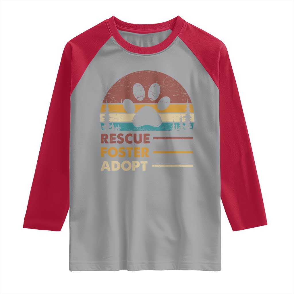 Rescue Dog Raglan Shirt Retro Adopt Rescue Foster Animal Shelter Volunteer - Wonder Print Shop