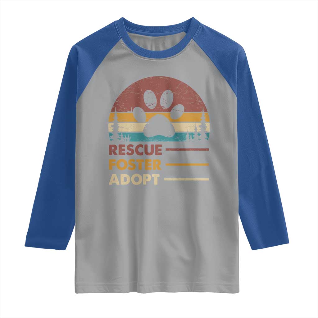 Rescue Dog Raglan Shirt Retro Adopt Rescue Foster Animal Shelter Volunteer - Wonder Print Shop