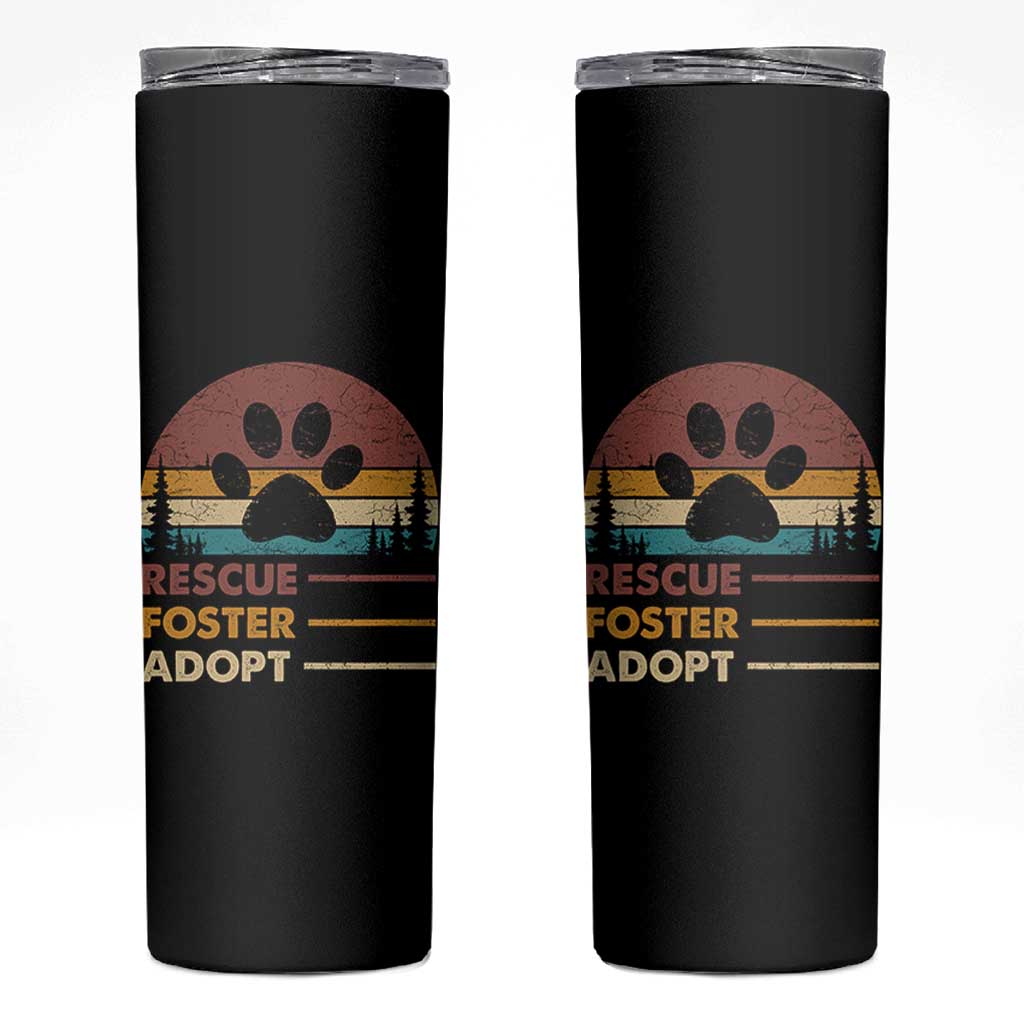 Rescue Dog Skinny Tumbler Retro Adopt Rescue Foster Animal Shelter Volunteer - Wonder Print Shop
