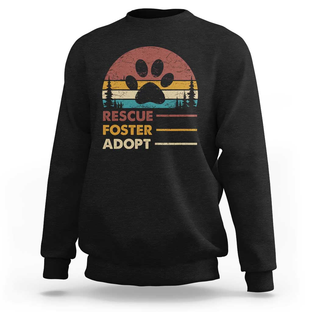 Rescue Dog Sweatshirt Retro Adopt Rescue Foster Animal Shelter Volunteer - Wonder Print Shop